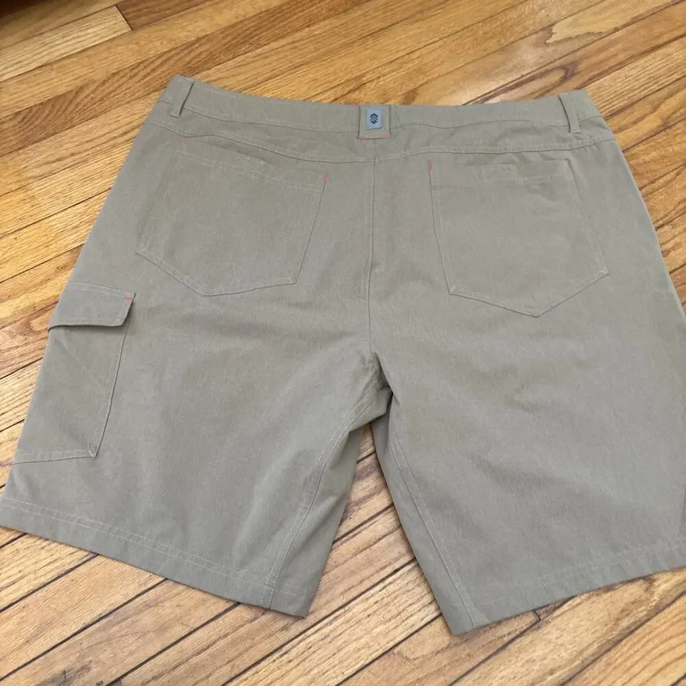 Free Country Mens‎ 42 Gorpcore Tan Khaki Taconic Rip Stop Cargo Hiking Shorts